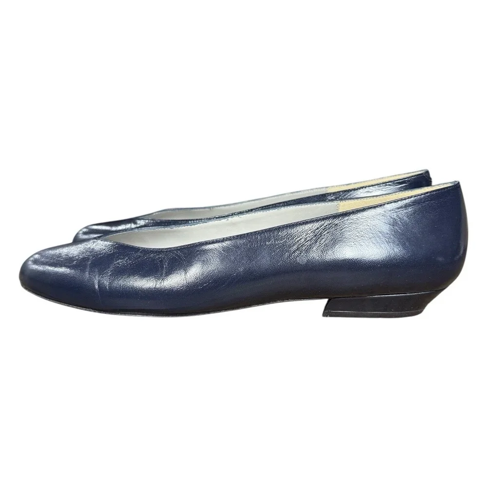 Pappagallo Leather Navy Blue Slip On Flats Size 8.5N